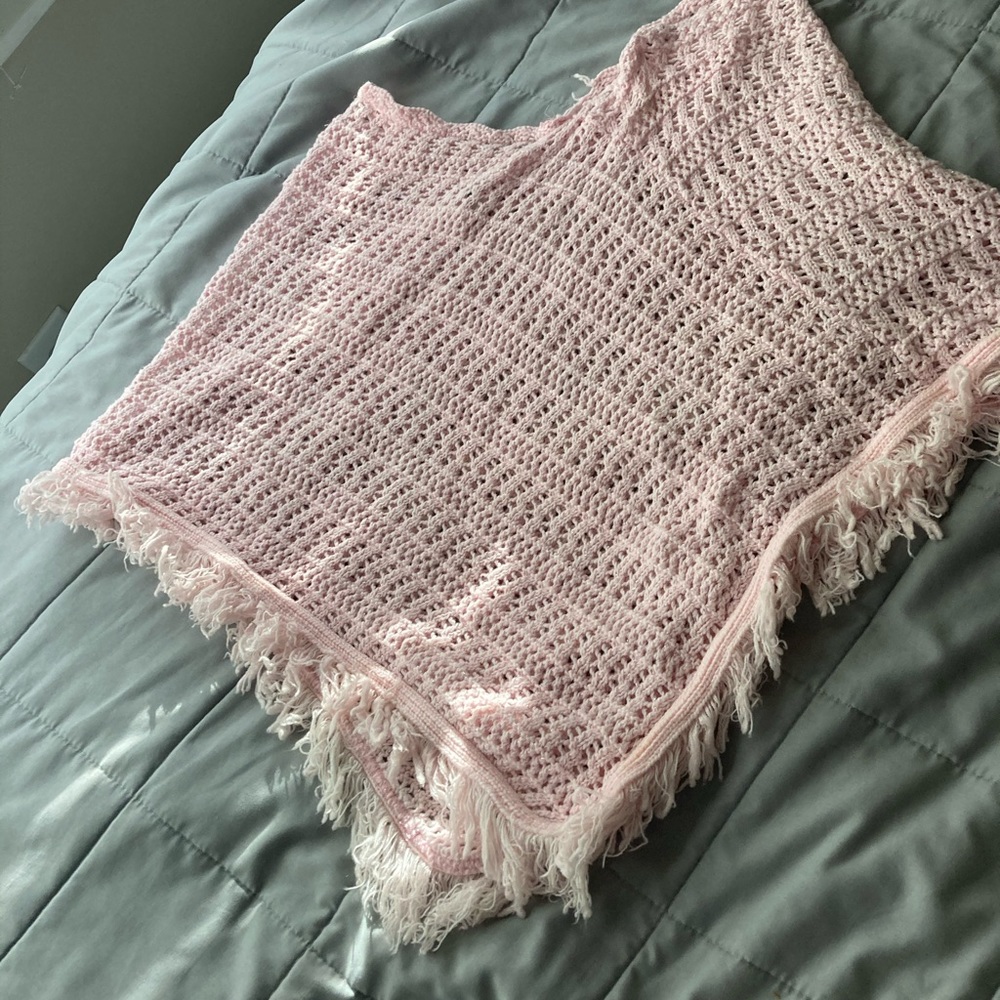 Vintage Blush pink / light pink poncho